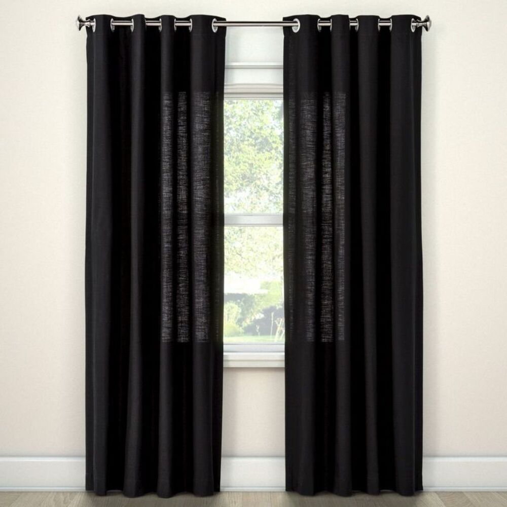 Threshold - 1pc 54"x84" Light Filtering Solid Window Curtain P Black